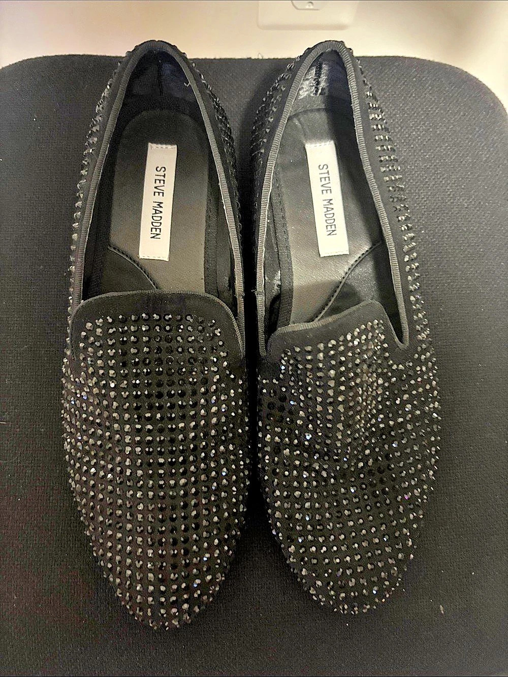Steve Madden Black Studded Slip-On Flats Like New